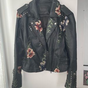 Blank NYC Floral Cropped Moto Jacket size Small